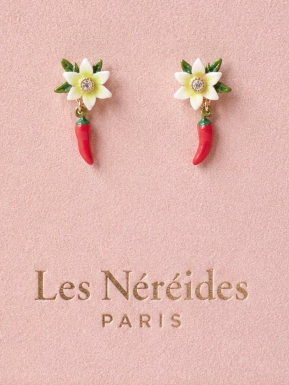 LES NEREIDES Red Chilli And Flower Hoop Earrings | APVE1061